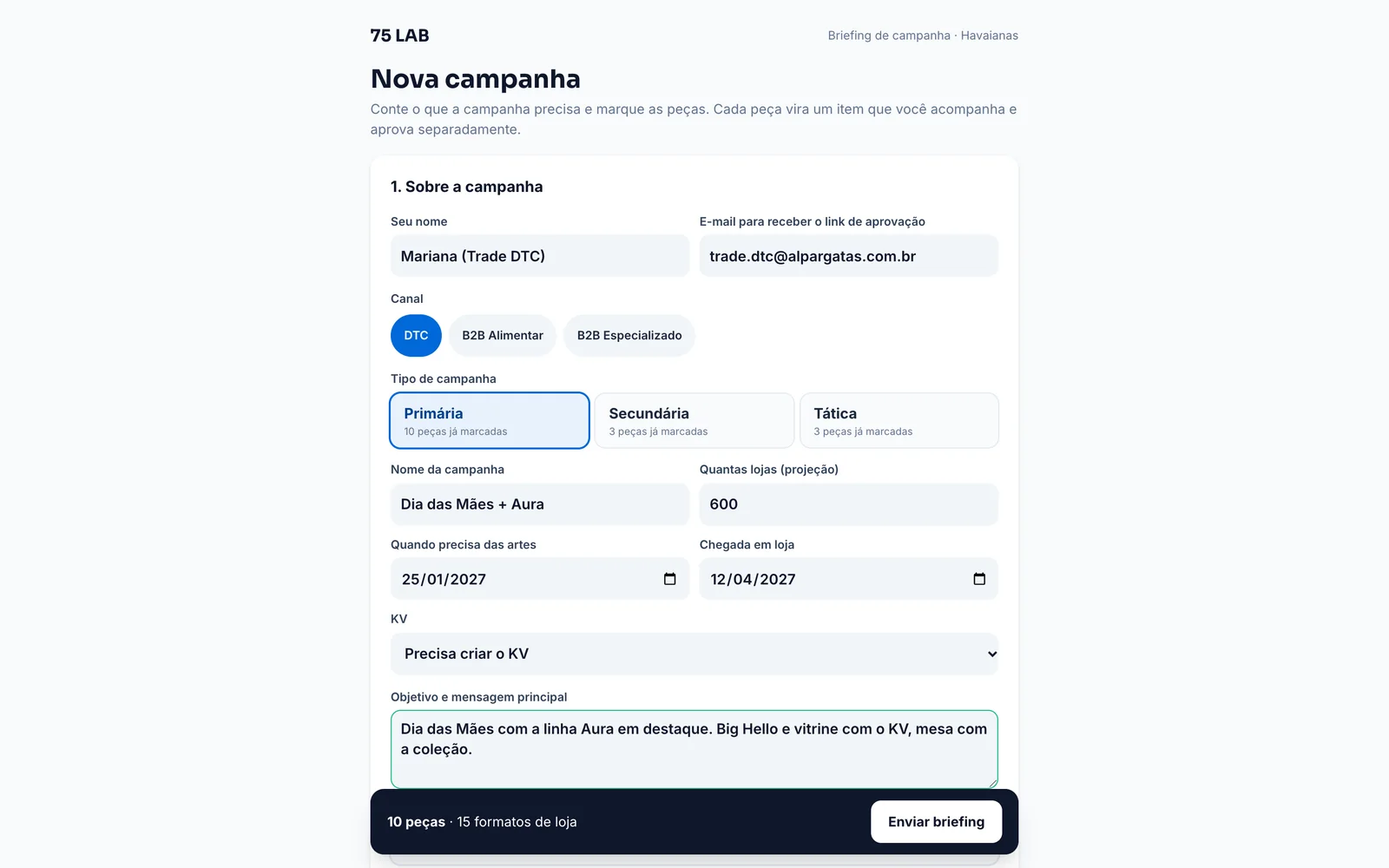 Briefing pelo link