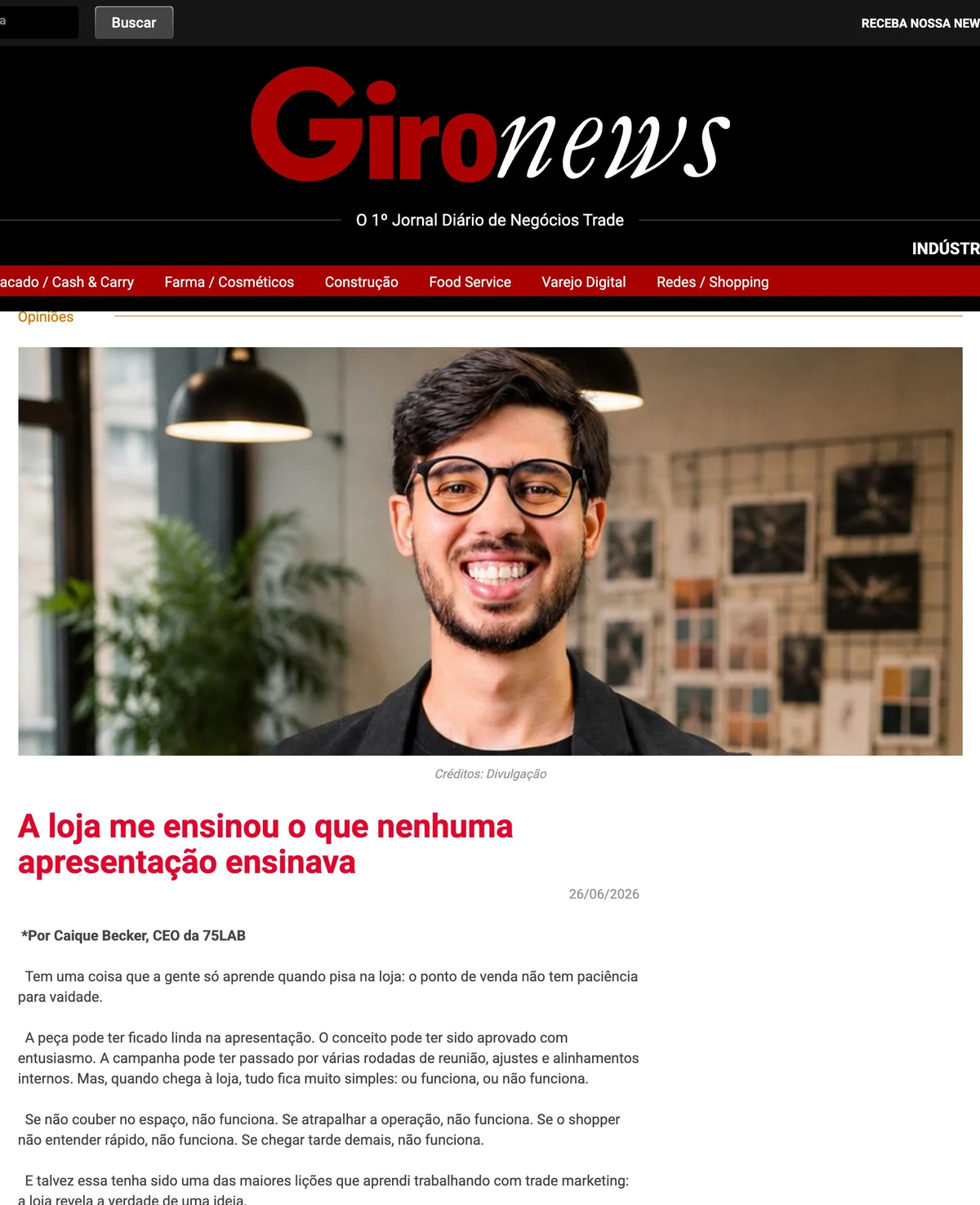 Artigo de Caique Becker na Giro News