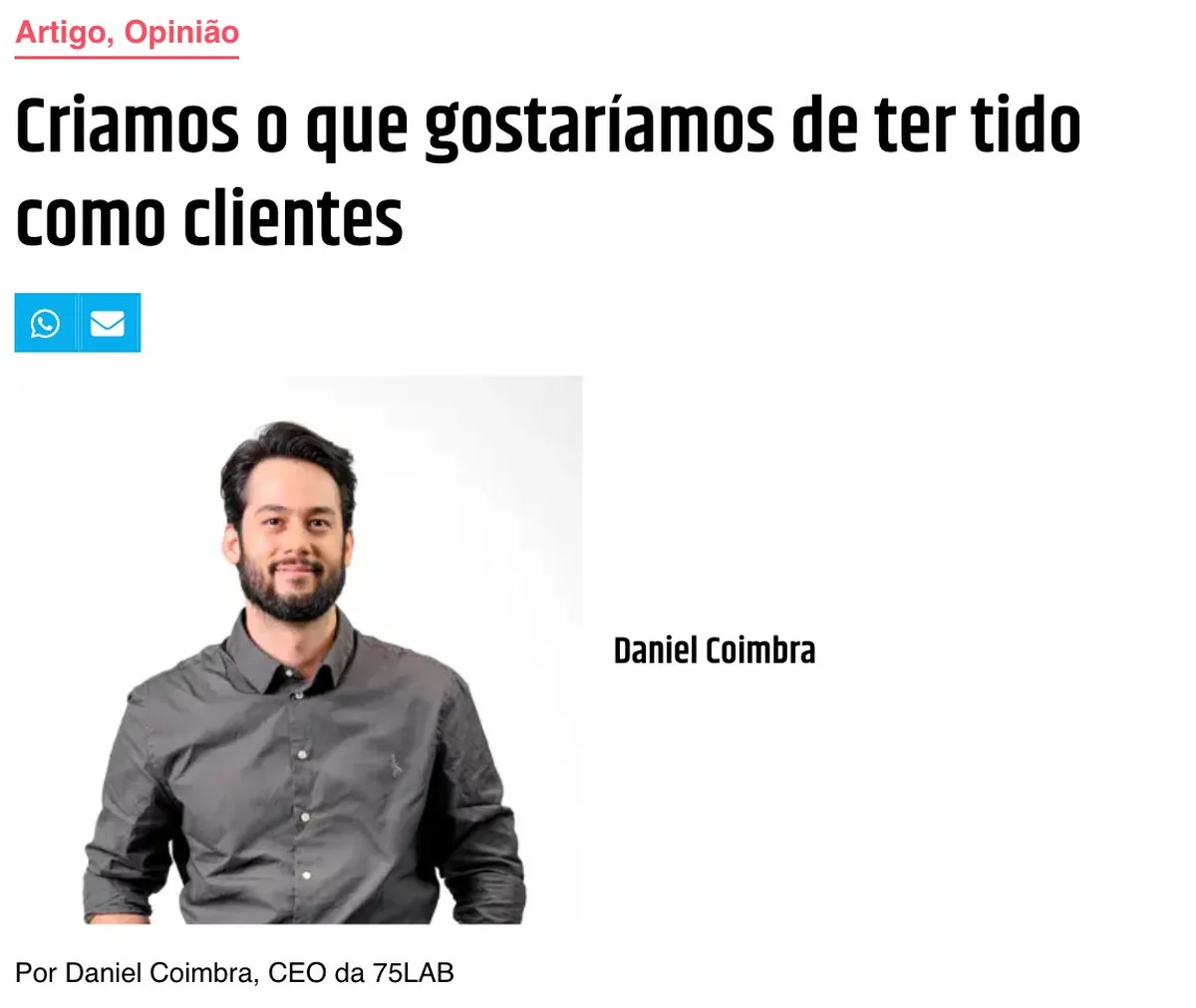 Artigo de Daniel Coimbra na Propmark