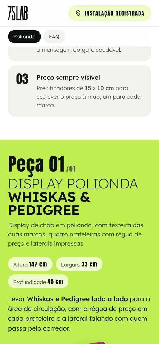 Ficha da peça com medidas